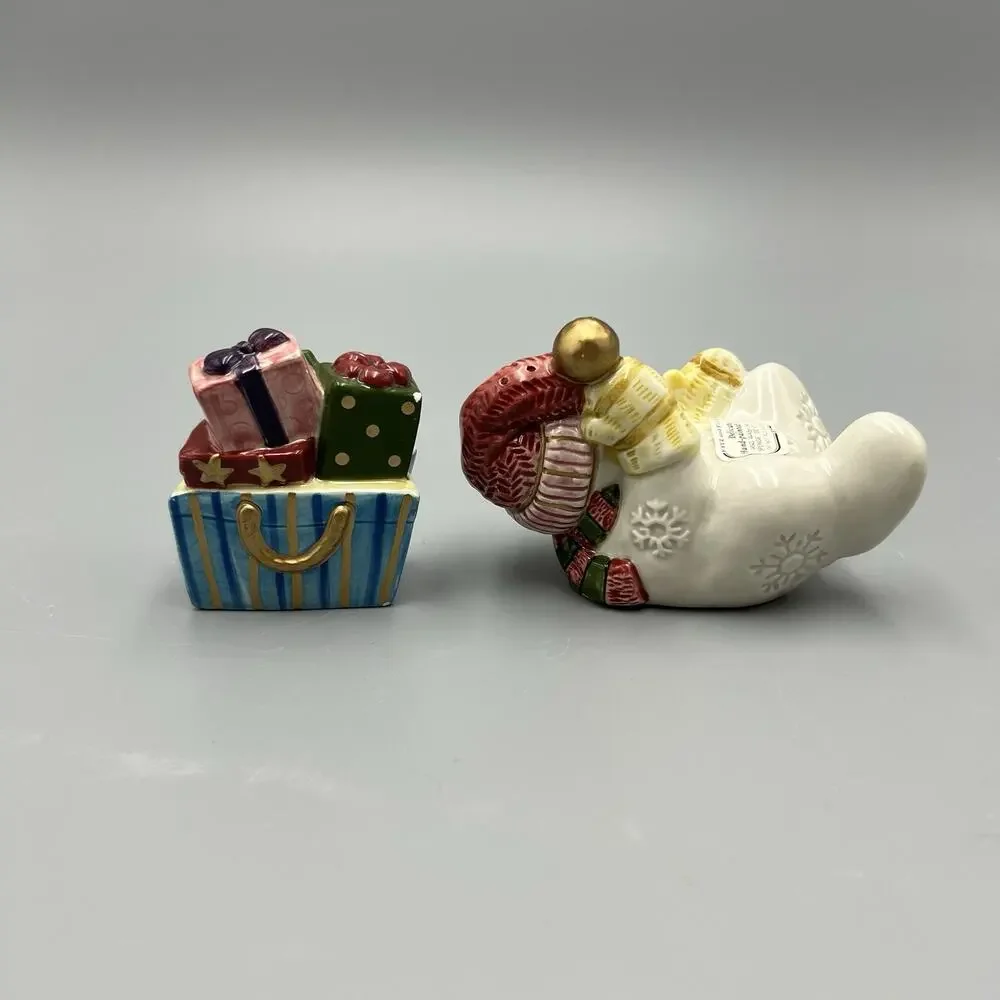 VTG Fitz & Floyd Frosty Folks Salt Pepper Shakers‎ 90s Set Snowman Christmas
